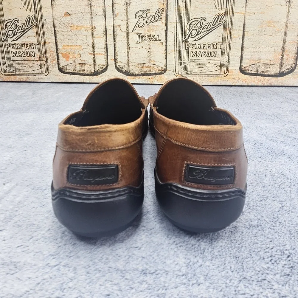 Bragano Tassel Loafers Mens 9.5 Brown Leather Kiltie Fringe Italy Dress Shoes